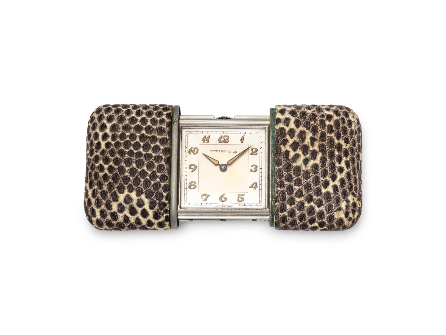 TIFFANY & CO., MOVADO, LEATHER ERMETO TRAVEL CLOCK