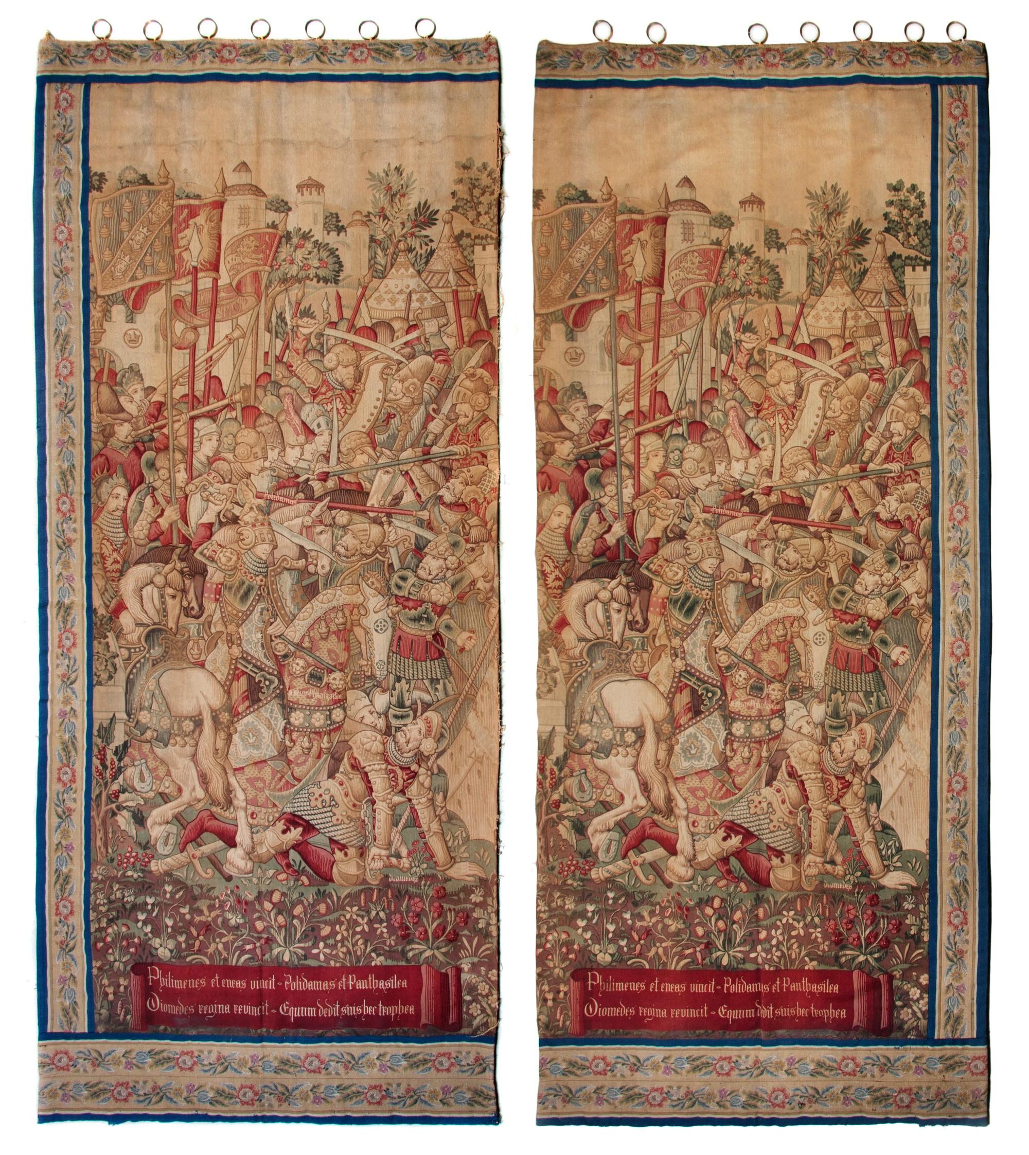 A Pair of Continental Hanging Panels, Height of each panel 129 x width 56 inches.