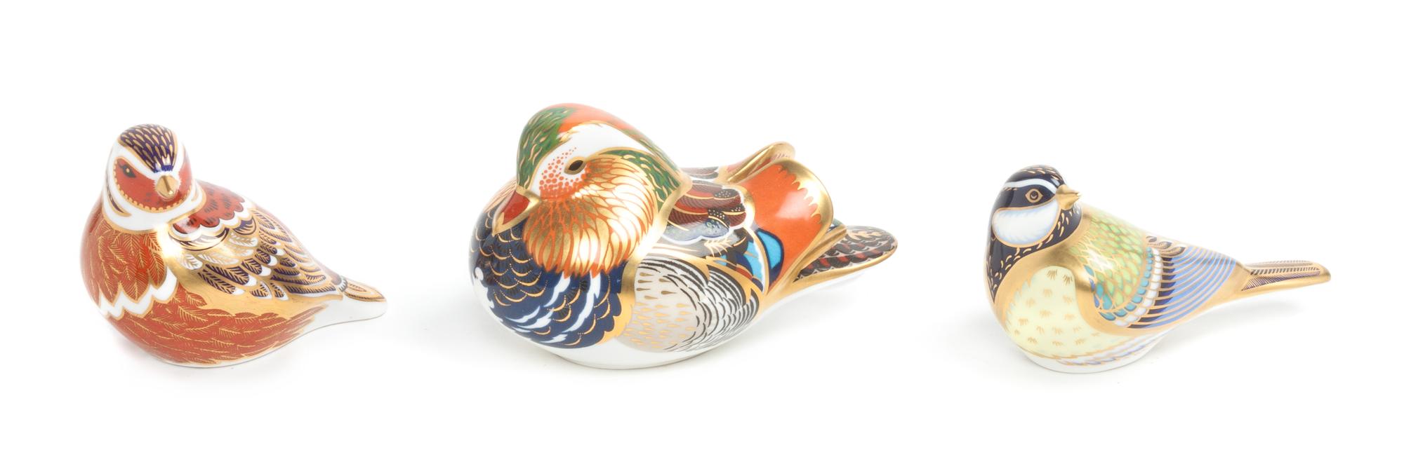 Three Royal Crown Derby Figural Porcelain Paperweights Width of widest 4 3/4 inches. — 20TH/21ST CENTURY