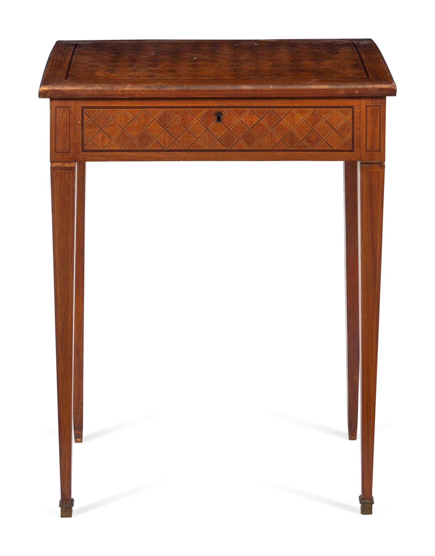 A Directoire Style Fruitwood Parquetry Dressing or Work Table