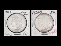 Two 1900-O Morgan $1 Coins