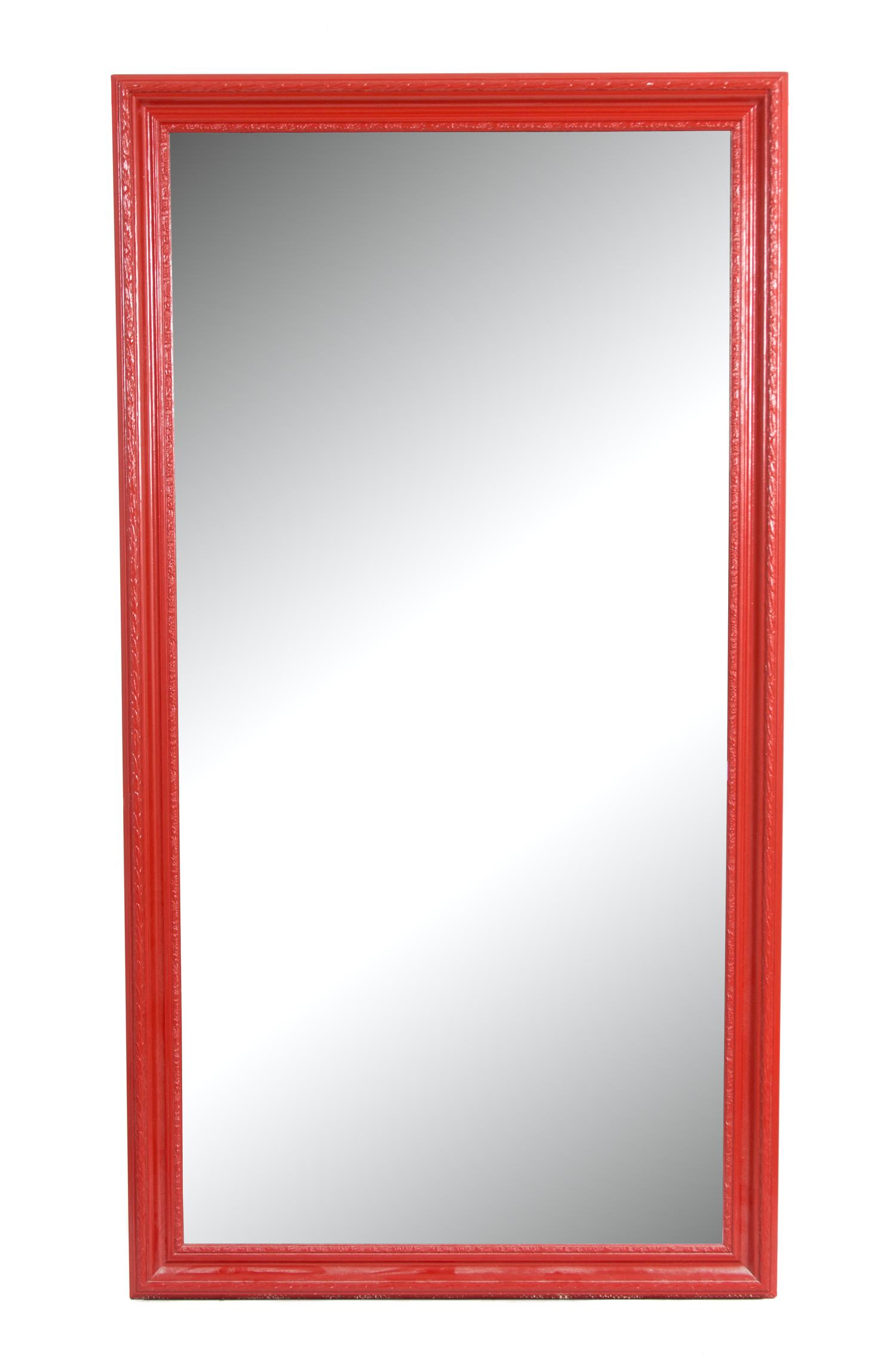 A Contemporary Red Painted Framed Floor Mirror Height 78 1/4 x width 43 inches. — 20TH CENTURY