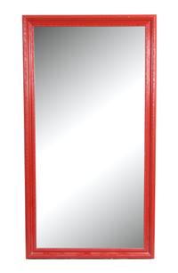 A Contemporary Red Painted Framed Floor Mirror Height 78 1/4 x width 43 inches. — 20TH CENTURY