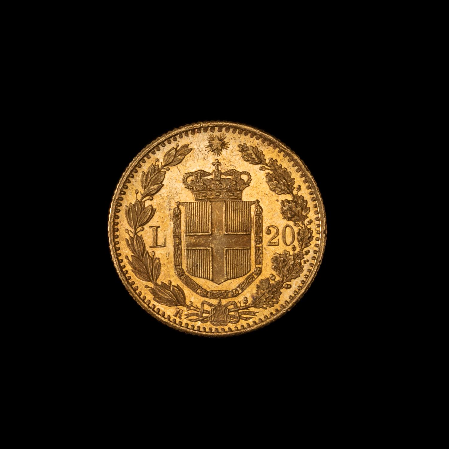 An Italian Kingdom 1882-R Umberto I 20 Lira Gold Coin