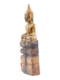 A Carved Giltwood Seated Buddha Figure