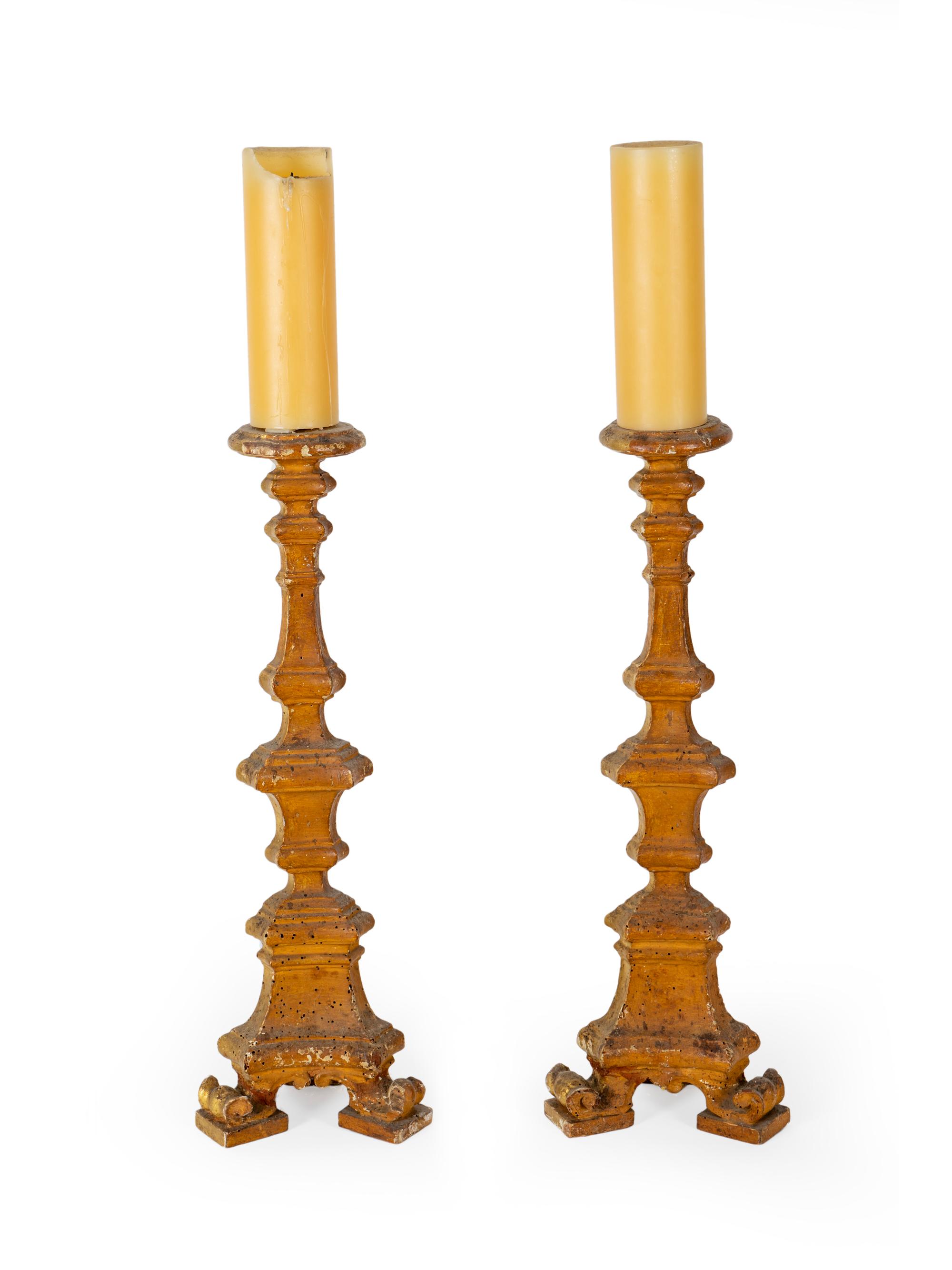 A Pair of Italian Giltwood Prickets — LATE 18TH/EARLY 19TH CENTURY