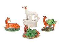 A Group of Four Staffordshire Animal Figures — 19TH CENTURY