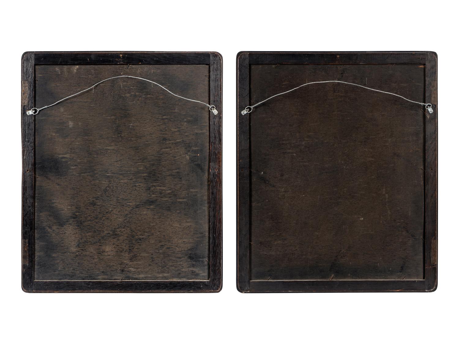 A Pair of Chinese Export Reverse-Painted Mirrors