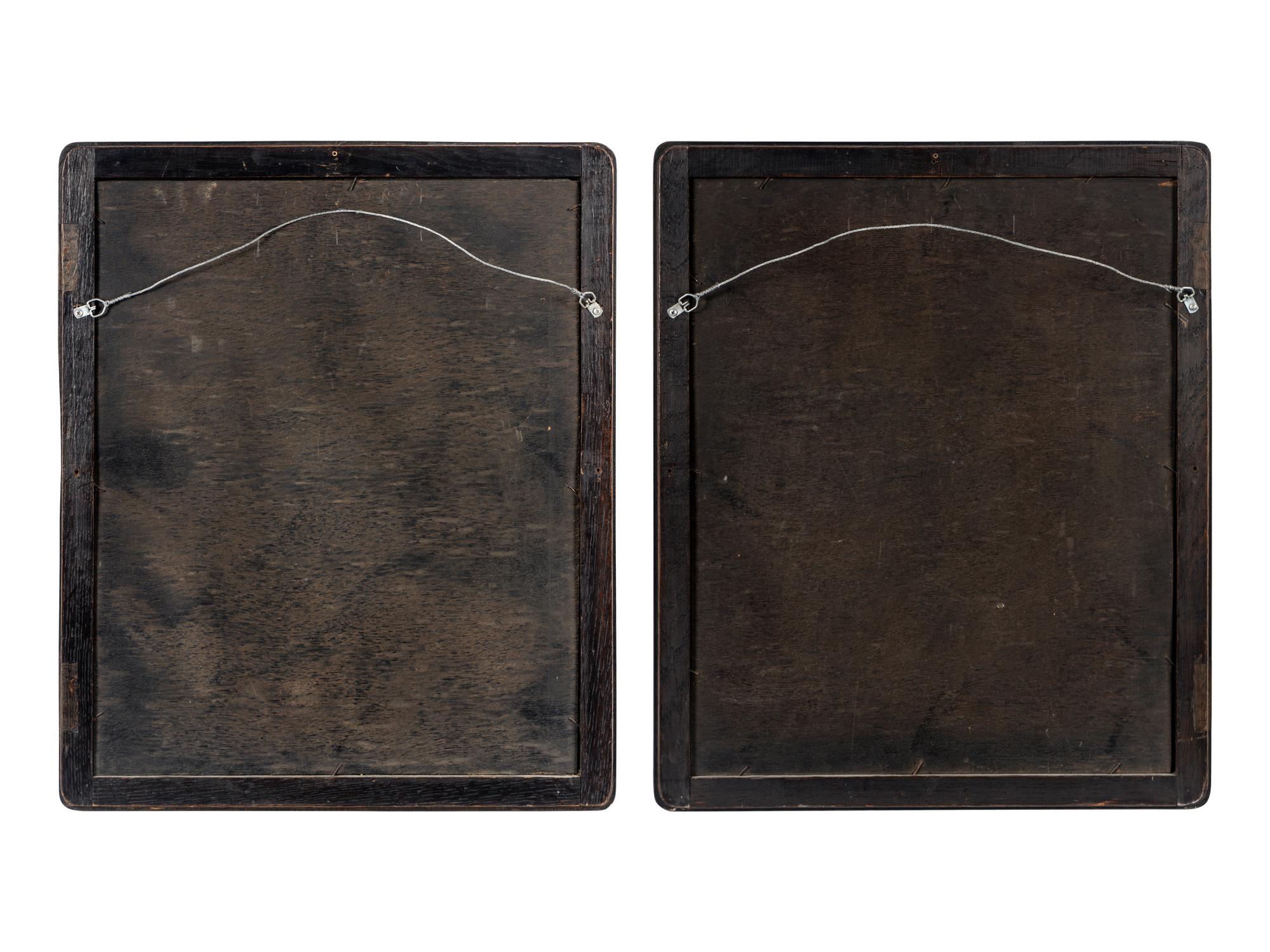 A Pair of Chinese Export Reverse-Painted Mirrors