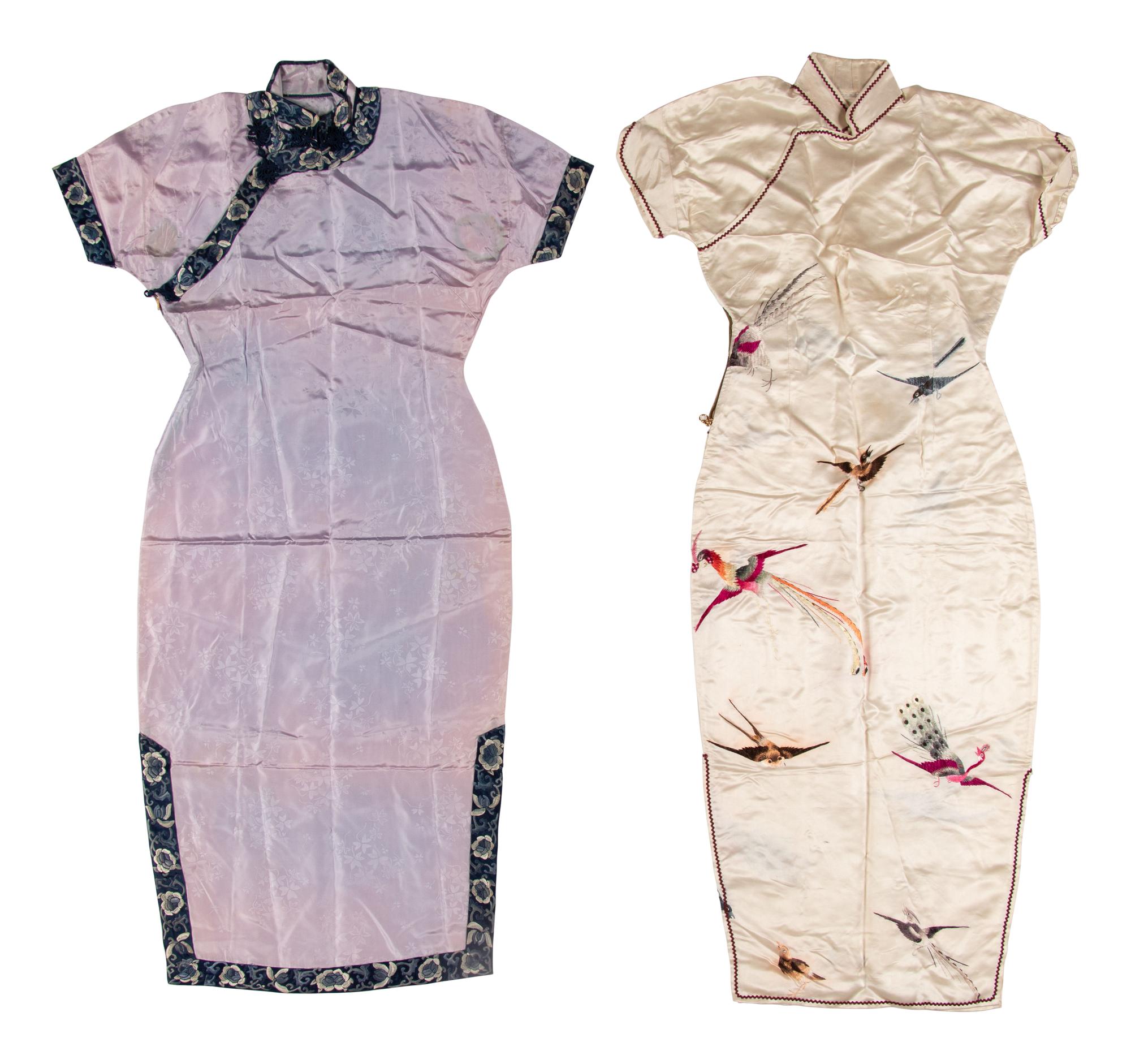 Two Chinese Embroidered Silk Lady's Dress, Qipao