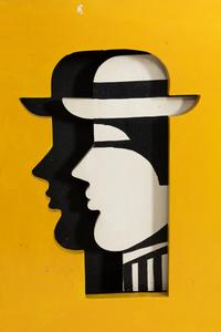 Heads in yellow box with black interior