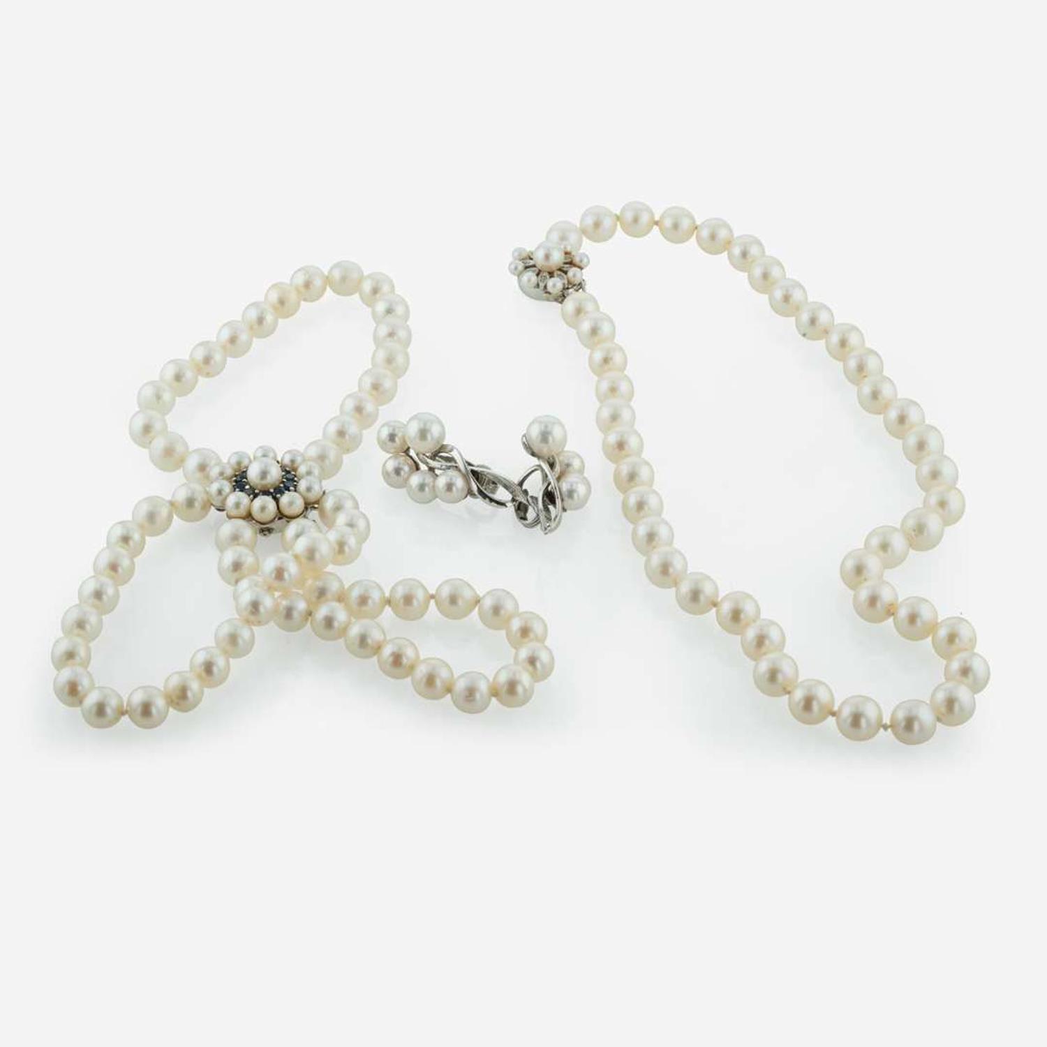 A Collection of 14K White Gold and Pearl Jewelry