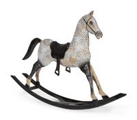 A Paint Decorated Rocking Horse and a Carved Rocking Horse
