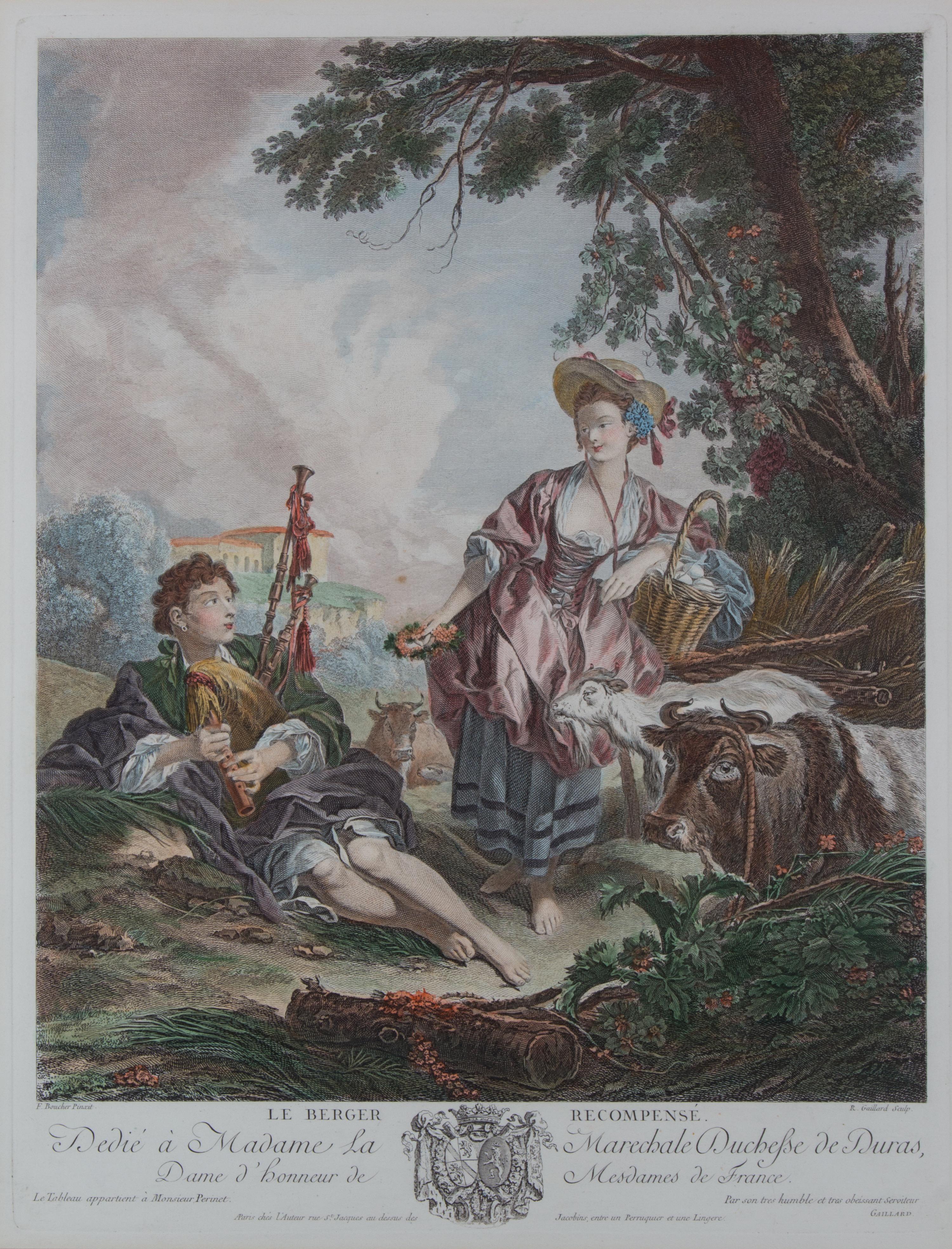 A Pair of French Color Engravings Plate size 19 1/5 x 14 3/4 inches. — 19TH CENTURY