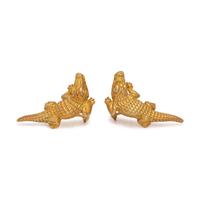 KIESELSTEIN-CORD, YELLOW GOLD AND DIAMOND ALLIGATOR EARCLIPS