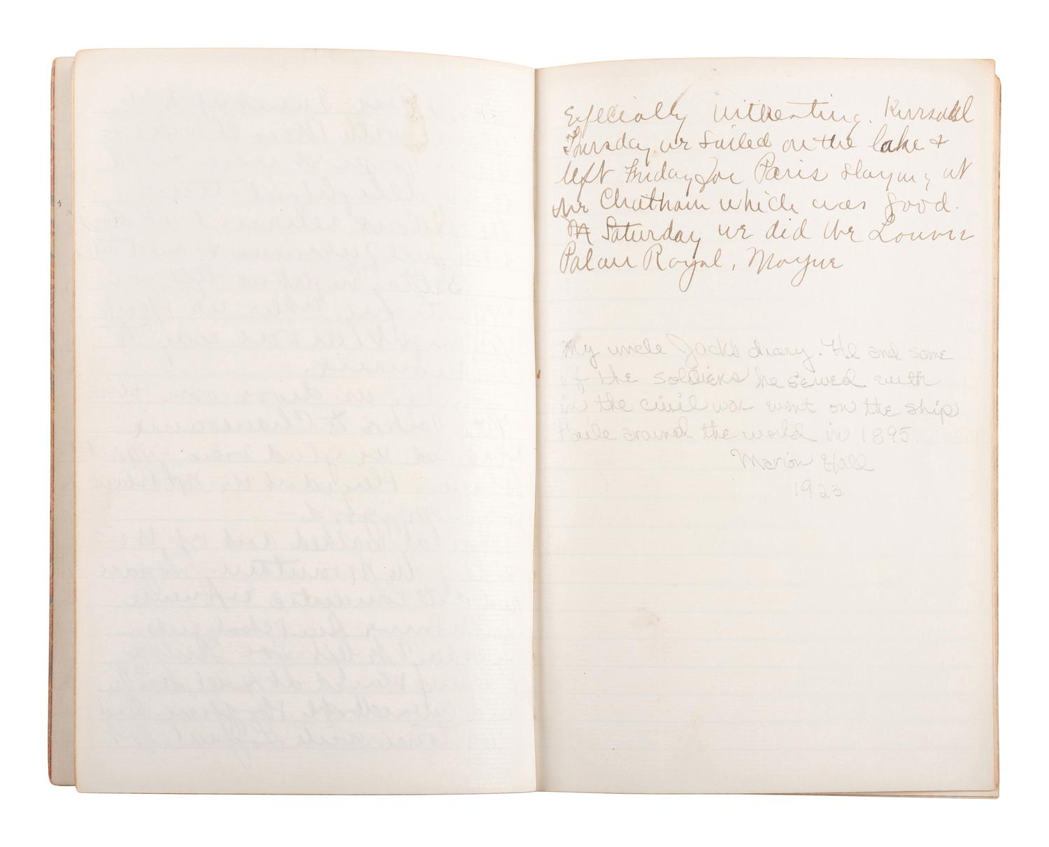 [CIVIL WAR]. Travel journal of Confederate veteran "Uncle Jack" Hall, 1895.