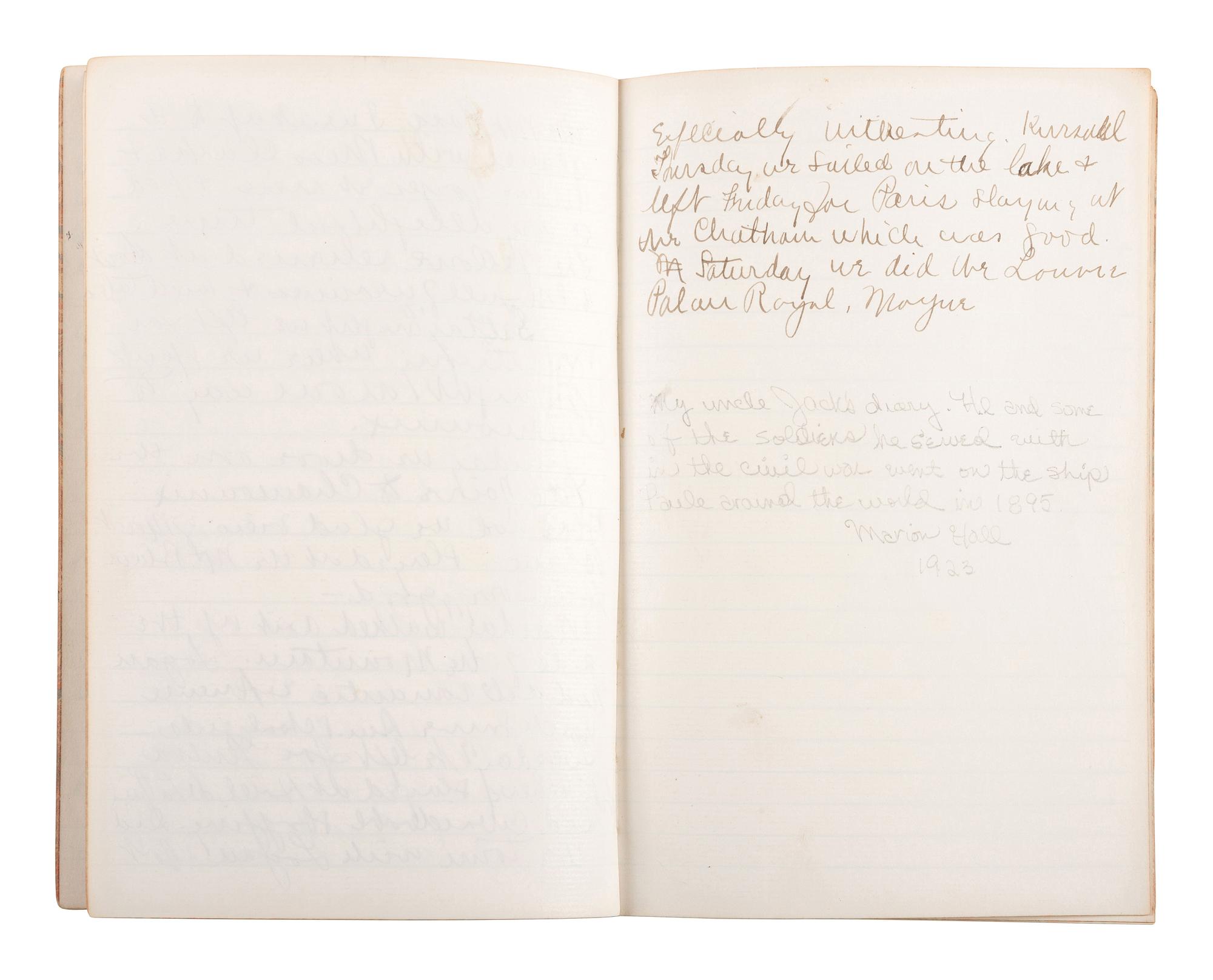 [CIVIL WAR]. Travel journal of Confederate veteran "Uncle Jack" Hall, 1895.