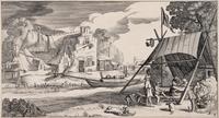A group of five prints ( The Brewery by a Frozen Canal; The Repast Under the Tent; The Village Gateway; Untitled (Archway Over the Road); Untitled (View of a Walled Town) )