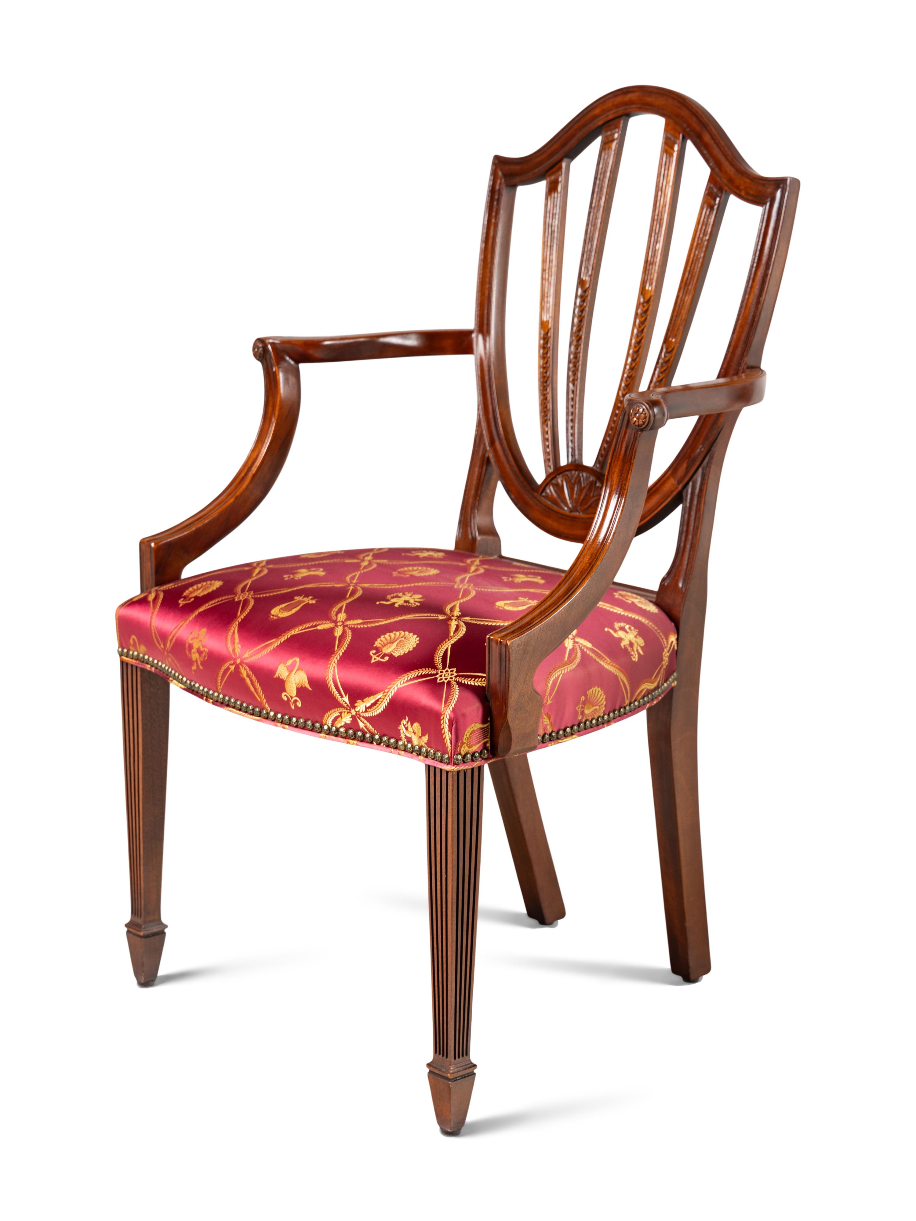A Set of Four Baker 'Historic Charleston' Dining Chairs with Scalamandré Upholstery