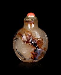 A Well Carved Shadow Agate Snuff Bottle