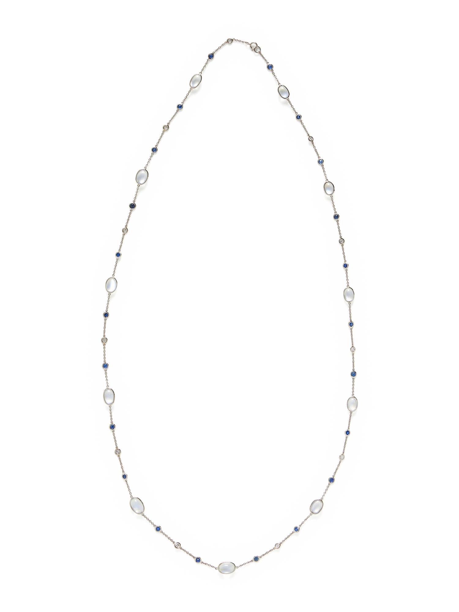 MOONSTONE, SAPPHIRE, AND DIAMOND NECKLACE