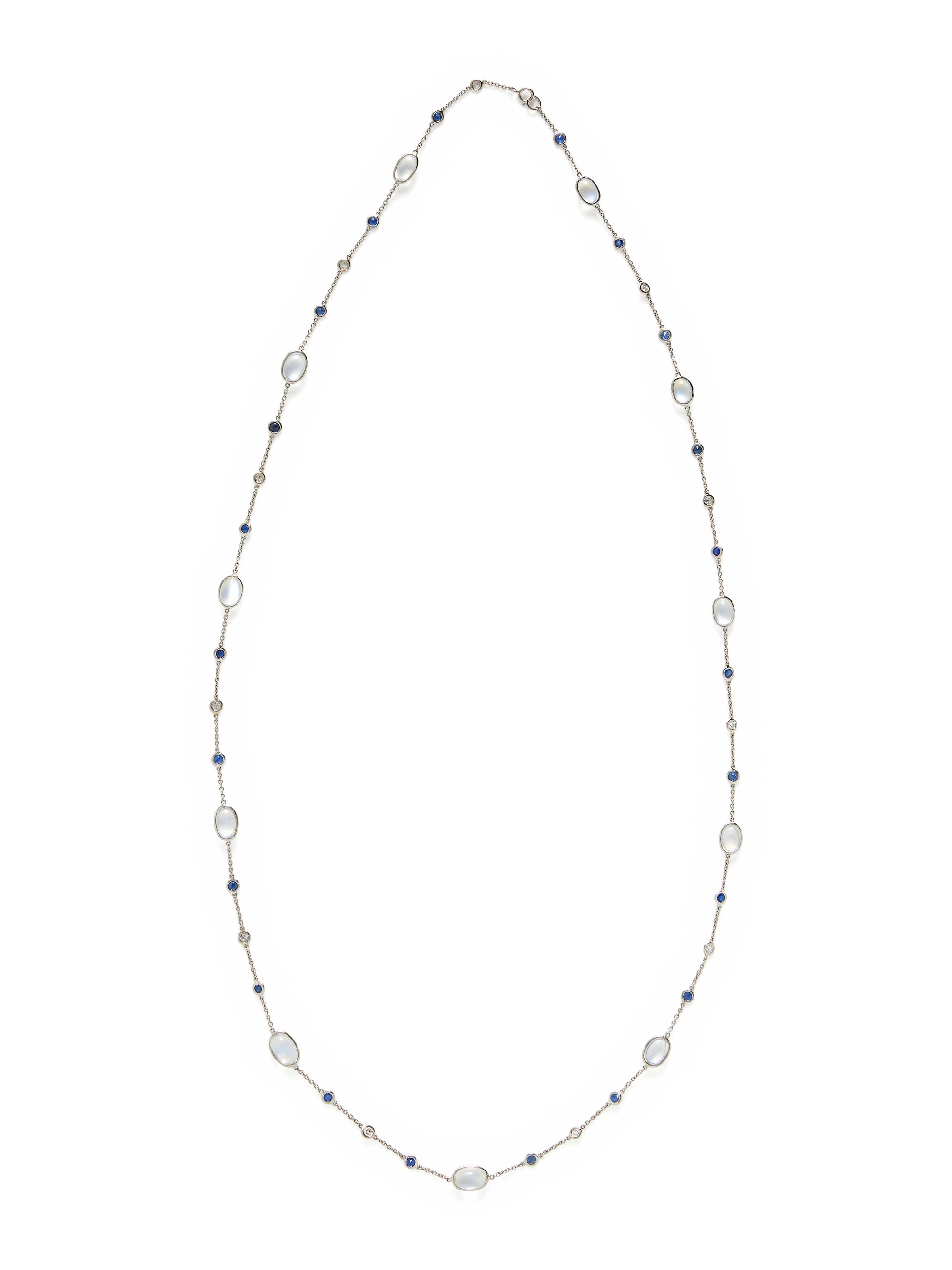 MOONSTONE, SAPPHIRE, AND DIAMOND NECKLACE