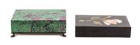 Two Hardstone Boxes Height of larger 2 inches x width 6 x depth 4 inches.