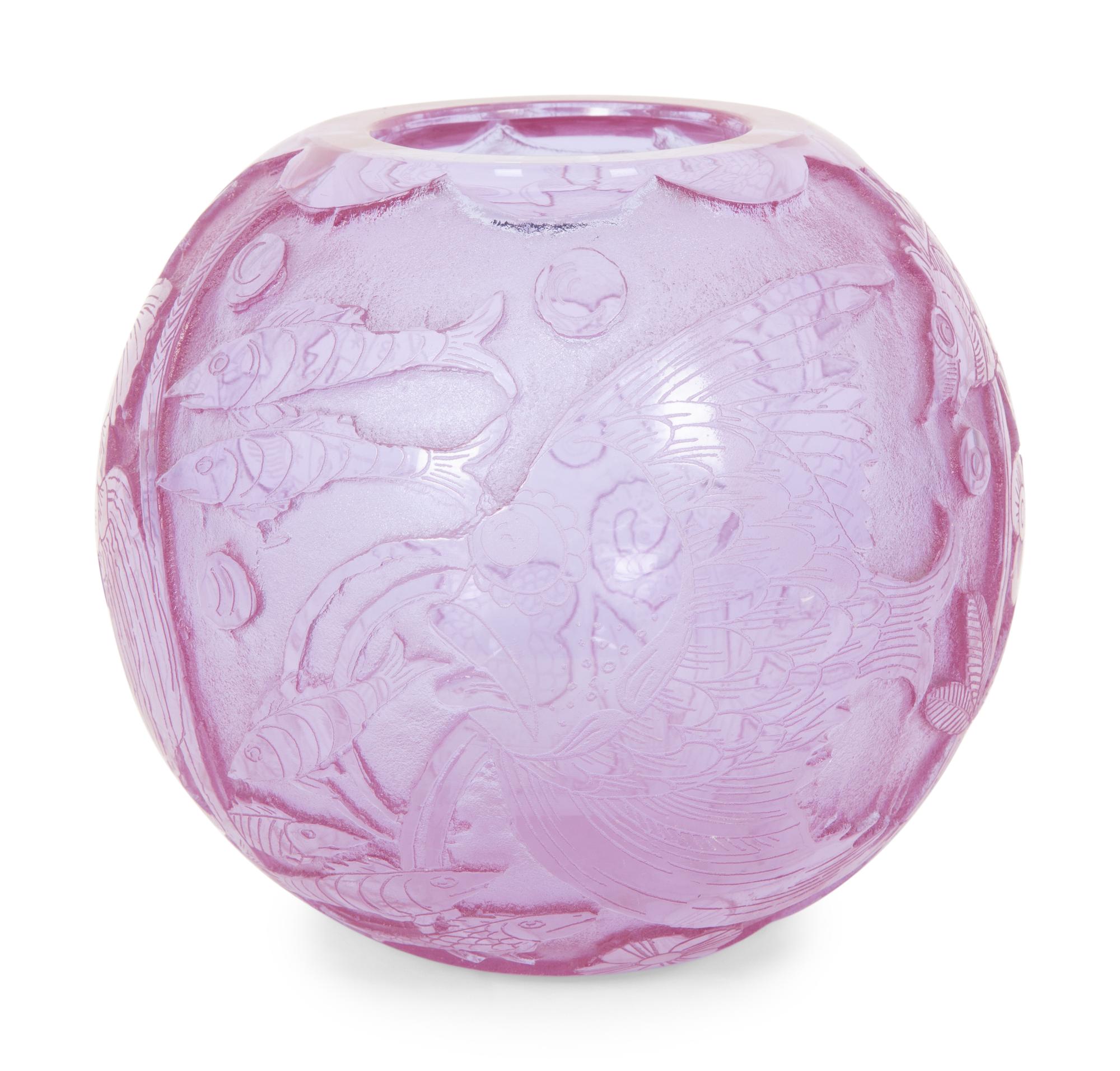 A Moser Art Deco Amethyst Glass Vase by Heinrich Hussman (1899-1982)