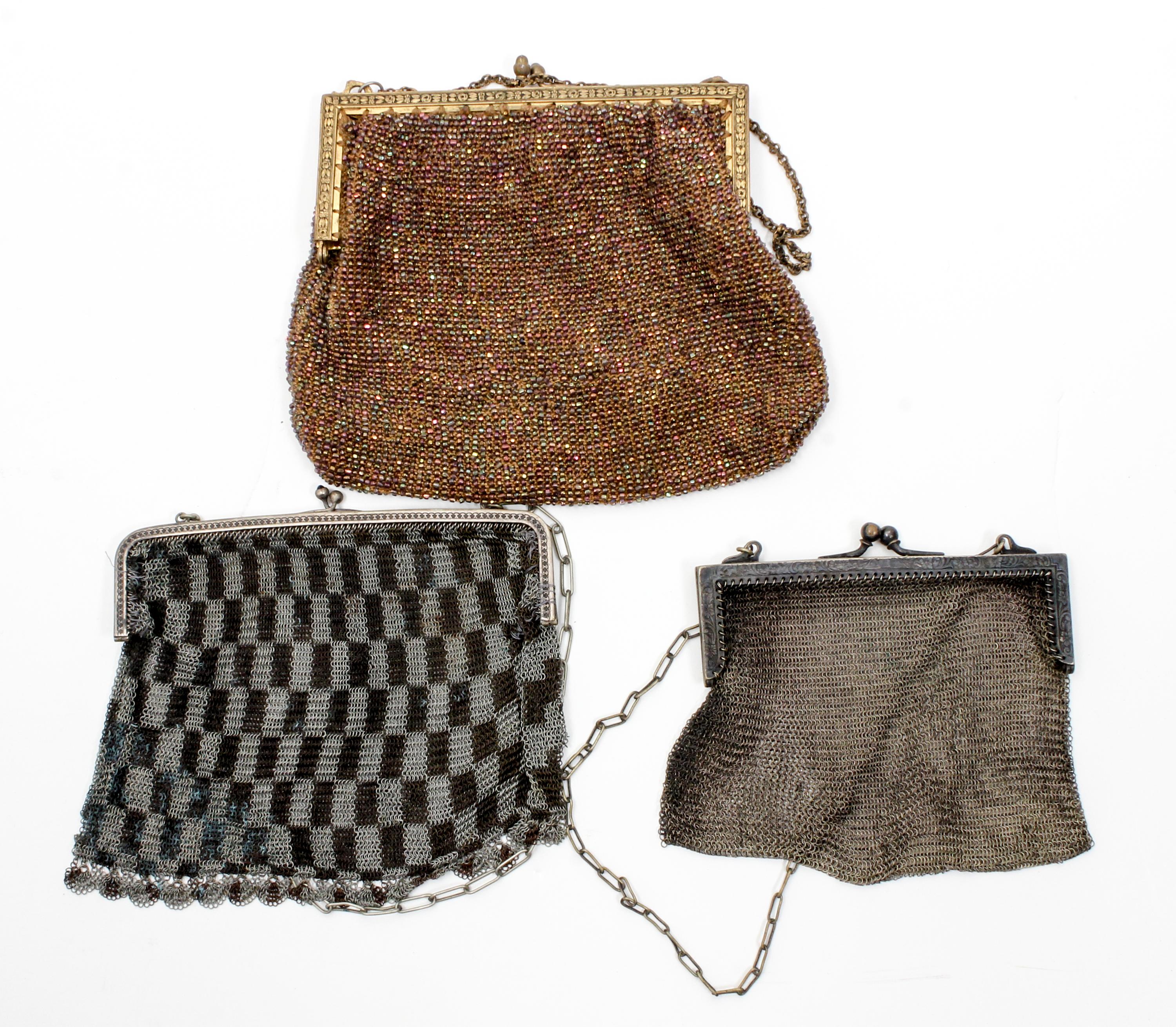 A Collection of Six Metallic Mesh Handbags Width of widest 7 inches. — FIRST HALF 20TH CENTURY