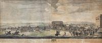 Peter TILLEMANS, after - Claude DU BOSE, engraver Largest image 17 x 43 1/2 inches. — View of a Horse-Match over the Long Course at New Market, from the Starting Post to the Stand - Fox Chase