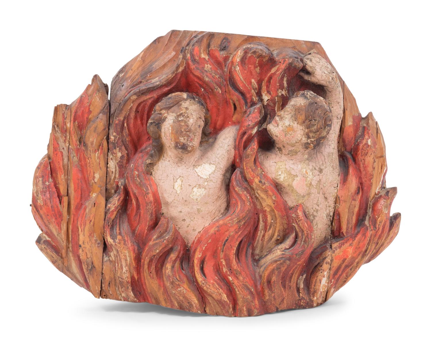An Italian Painted Wood Figural Group