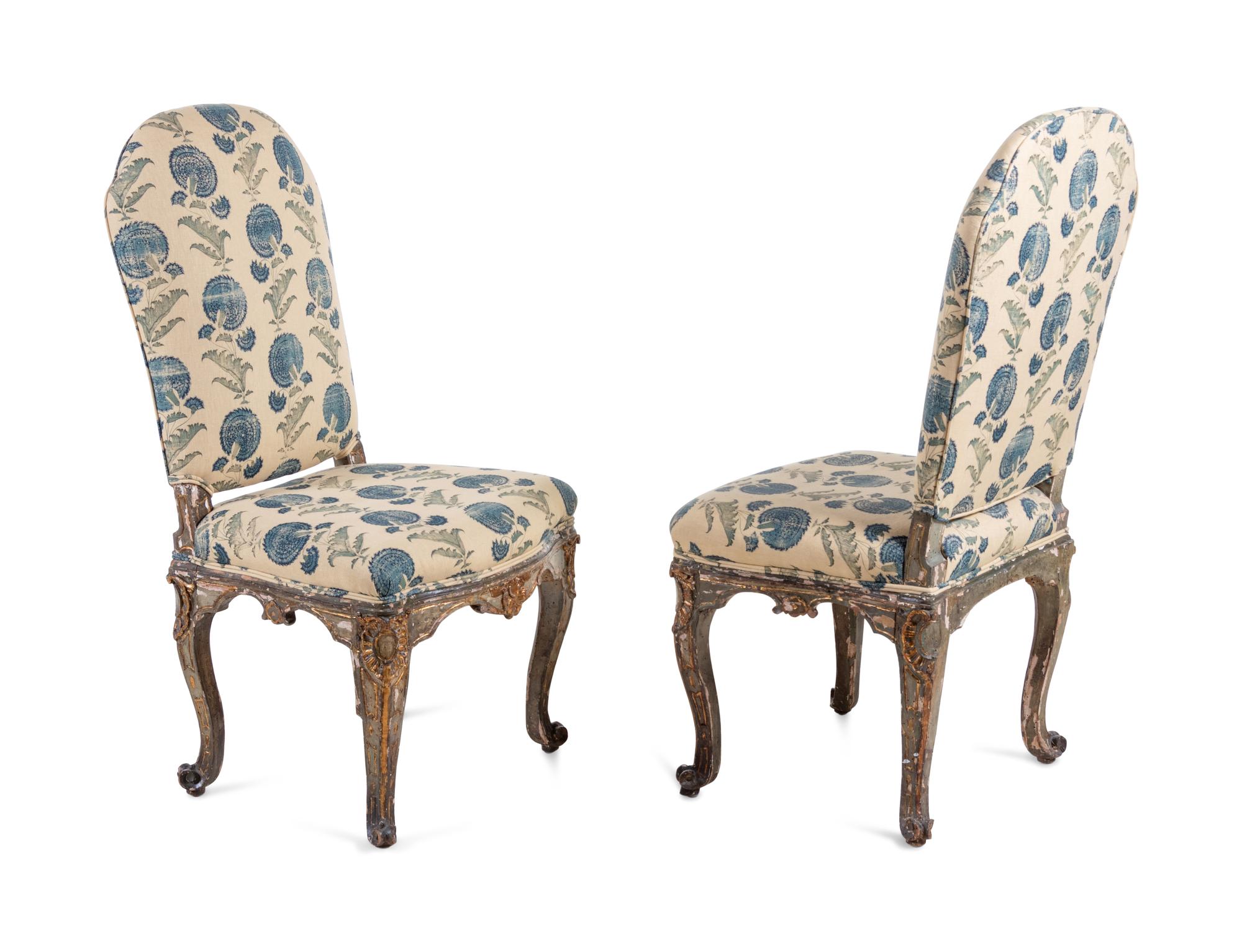 A Pair of Venetian Painted Side Chairs