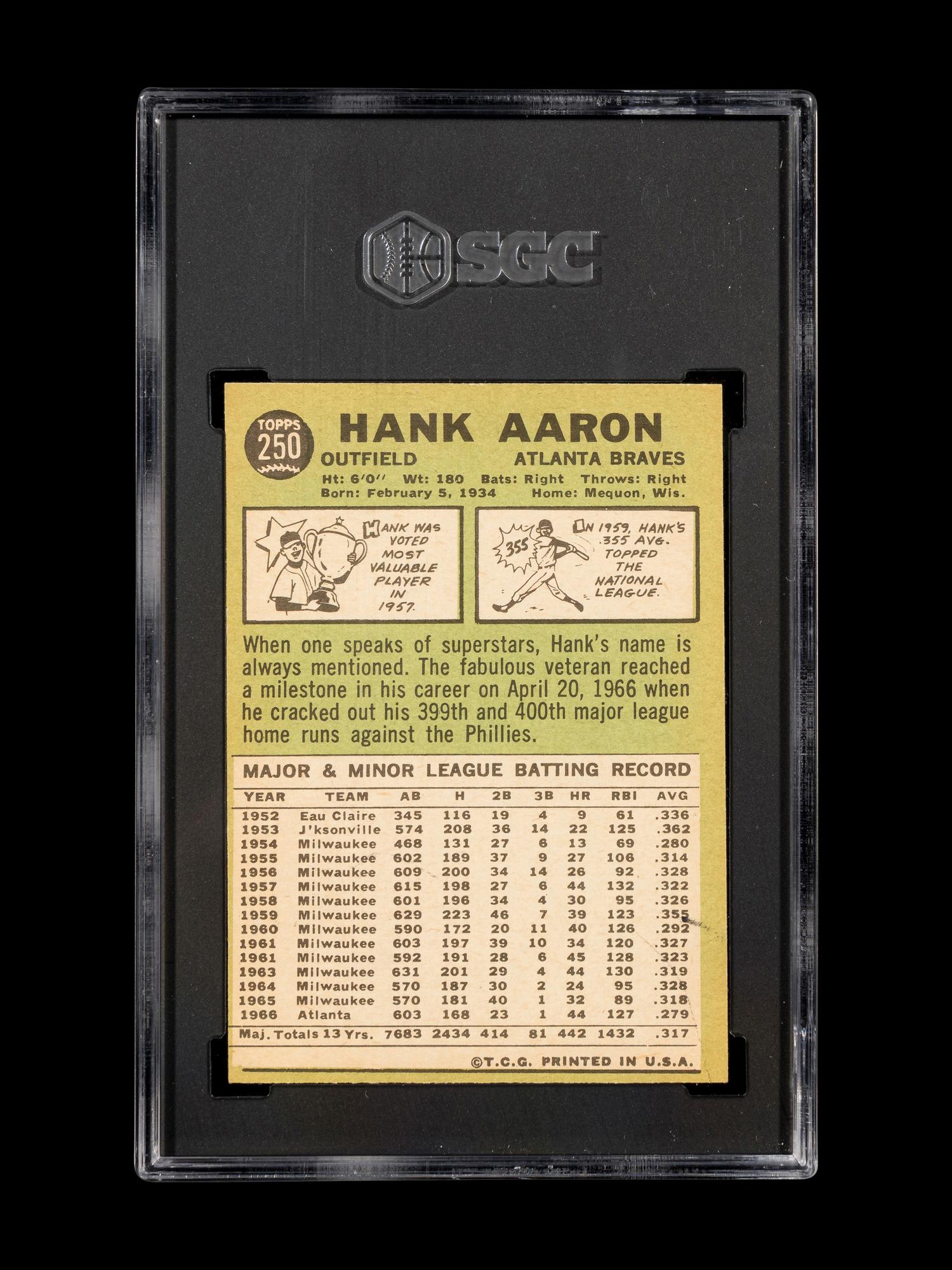 A Group of Six 1967 Topps Hall of Fame Baseball Cards Including Willie Mays Hank Aaron and Roberto Clemente