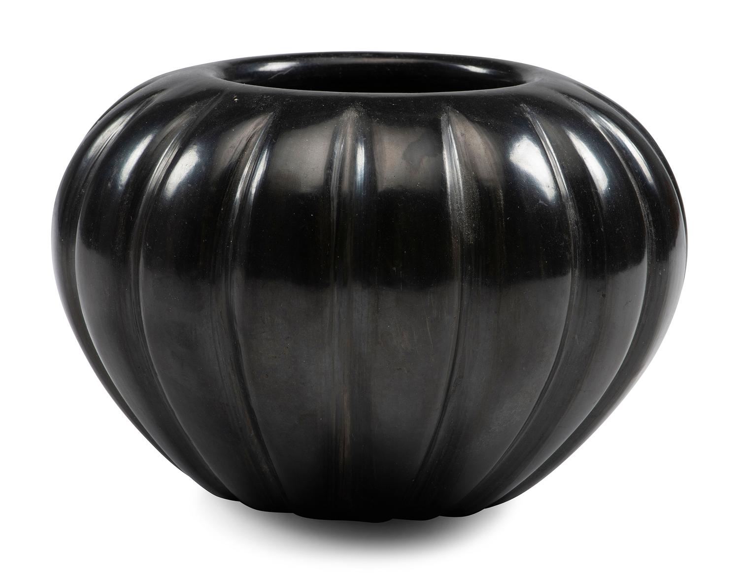 Blackware Pottery Melon Jar