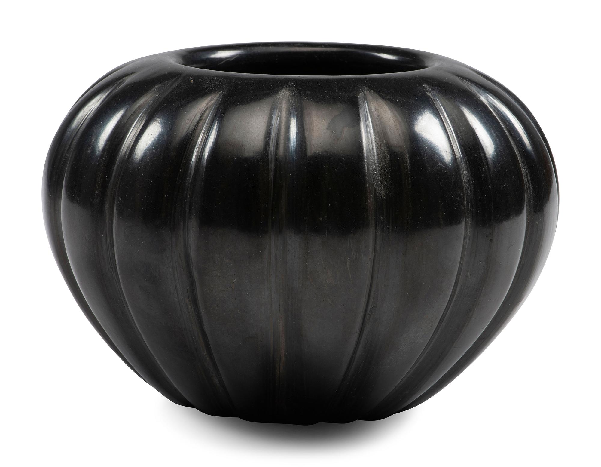 Blackware Pottery Melon Jar