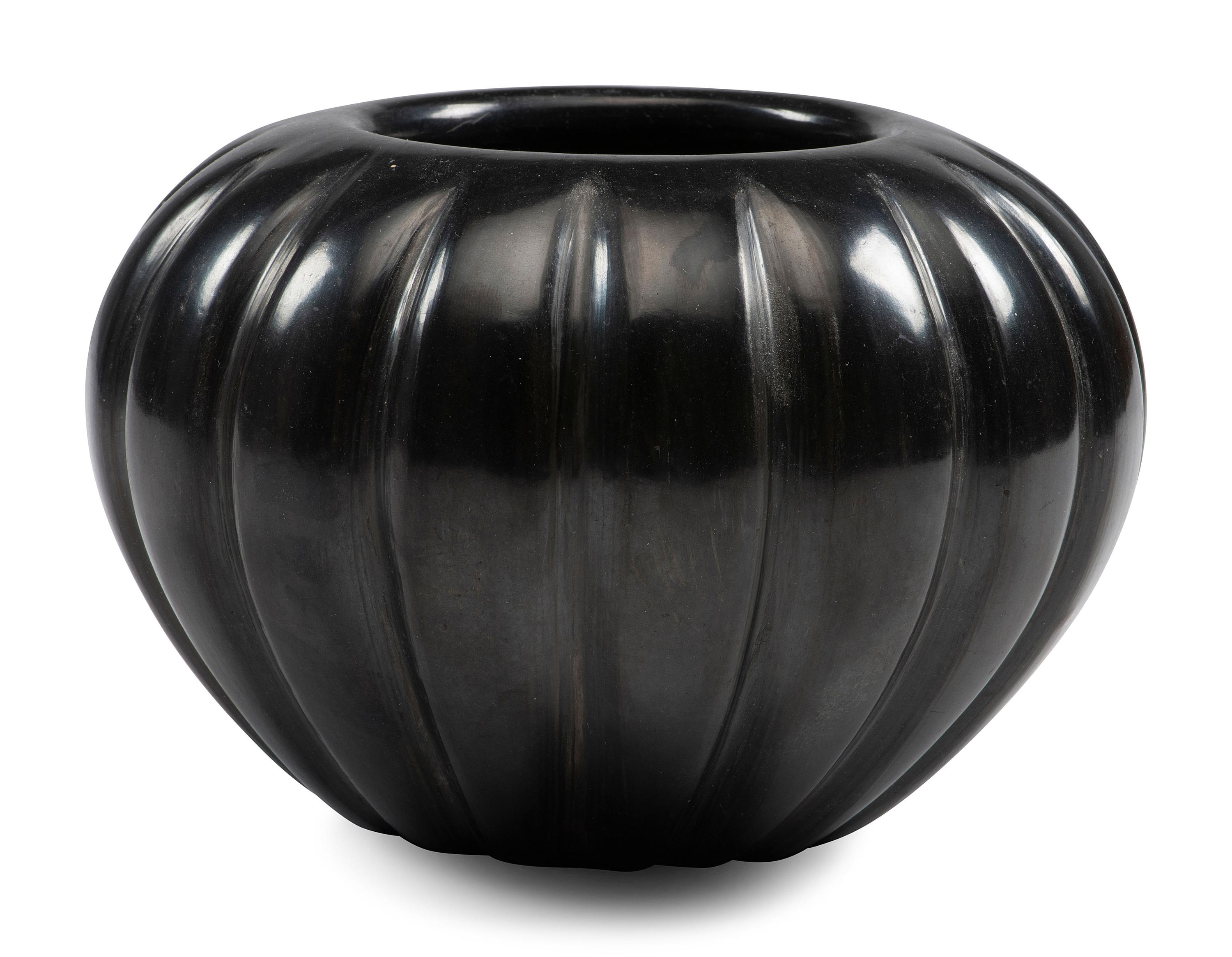 Blackware Pottery Melon Jar