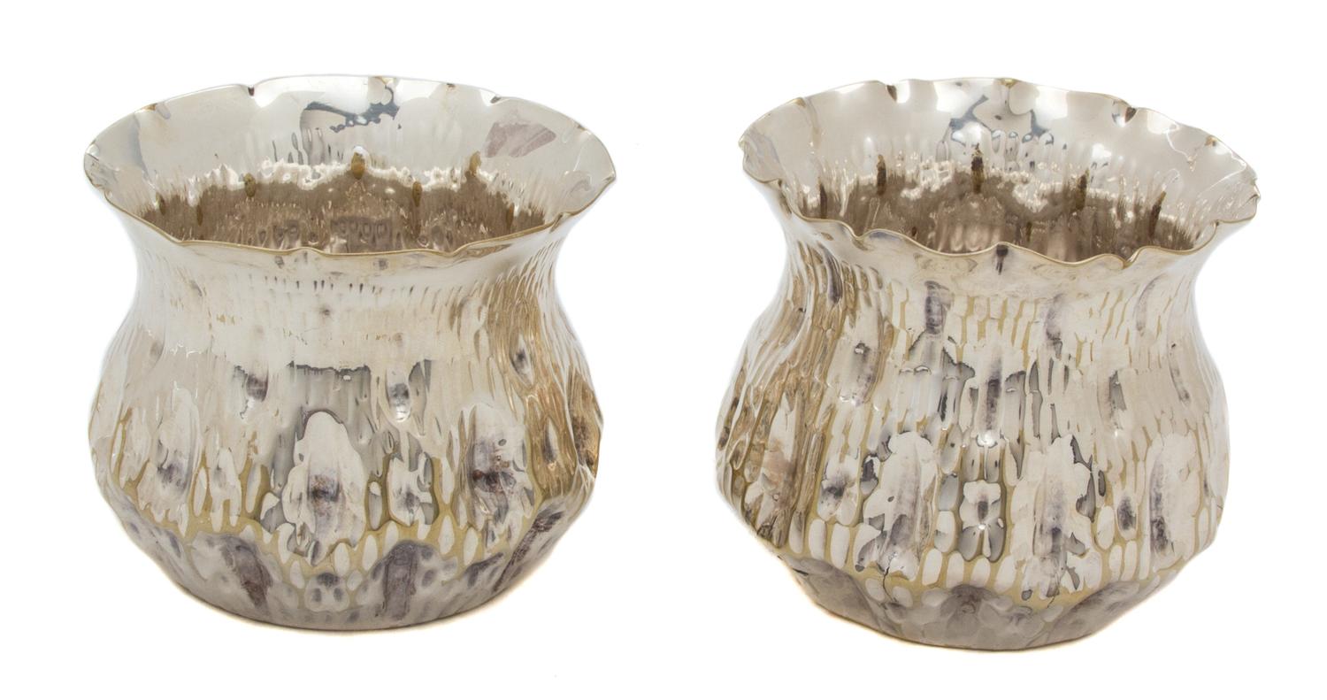 A Pair of English Silver-Plate Candle Votives, Mappin Bros, Sheffield, 20th Century,