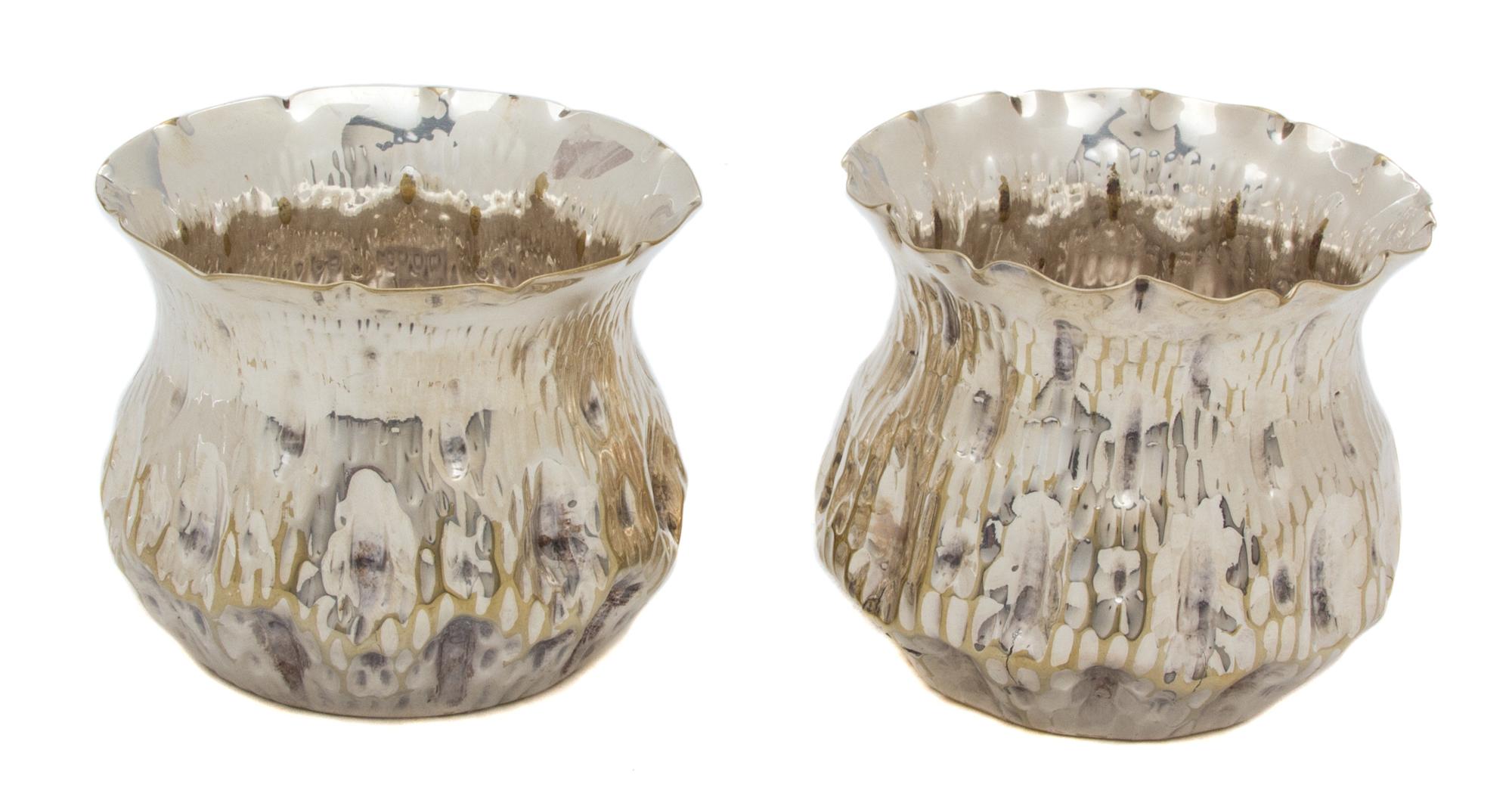 A Pair of English Silver-Plate Candle Votives, Mappin Bros, Sheffield, 20th Century,