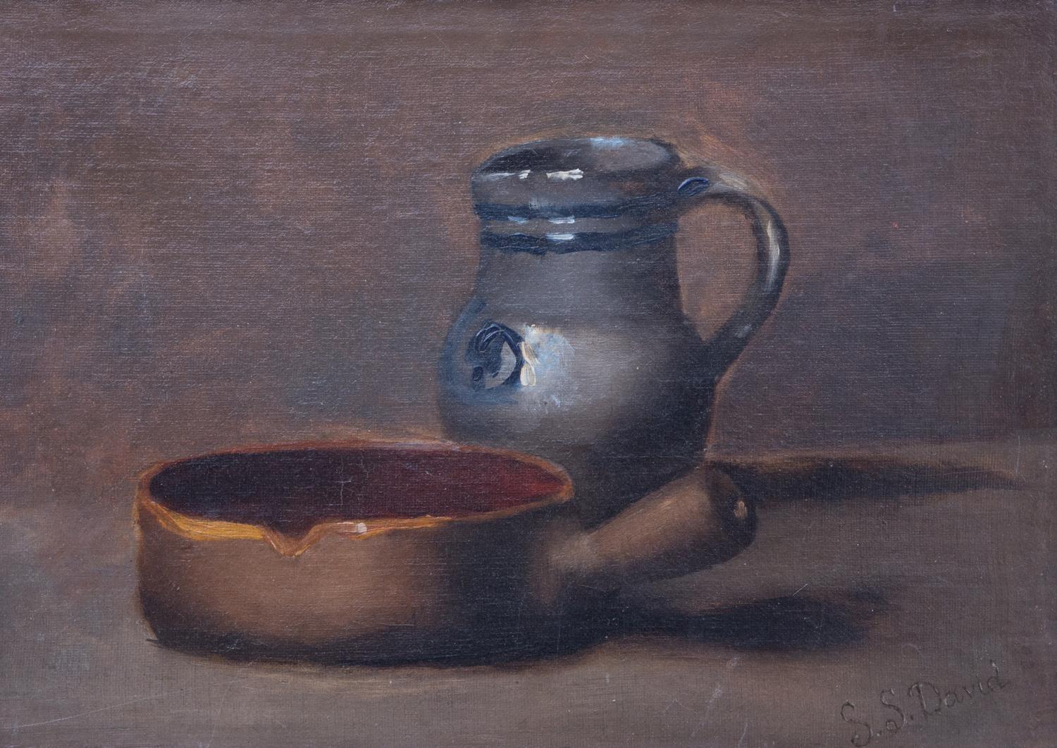 De Scott Evans, (American, 1847-1898), Still Life with Stoneware Jug
