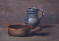 De Scott Evans, (American, 1847-1898), Still Life with Stoneware Jug