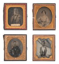 [EARLY PHOTOGRAPHY]. 57 sixth and ninth plate ambrotypes and tintypes of men and women.
