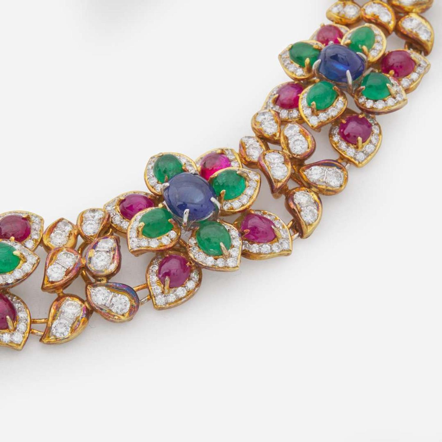 An 18K Yellow Gold and Gemstone Necklace