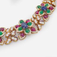 An 18K Yellow Gold and Gemstone Necklace