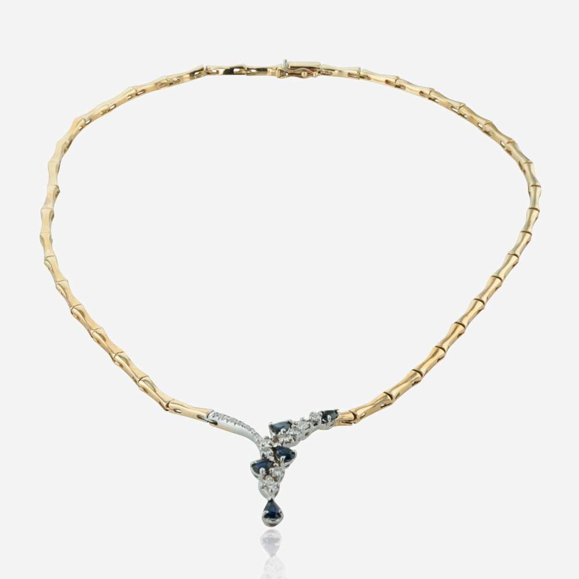 A Gold, Diamond, and Sapphire Necklace