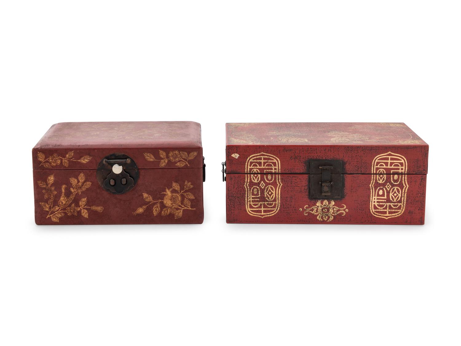 Four Chinese Gilt and Lacquered Boxes