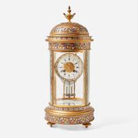 A French cloisonné enamel and gilt bronze mantel clock Samuel Marti et Cie (1870-1890), Paris, France, retailed by Tiffany & Co., New York, NY, circa 1900