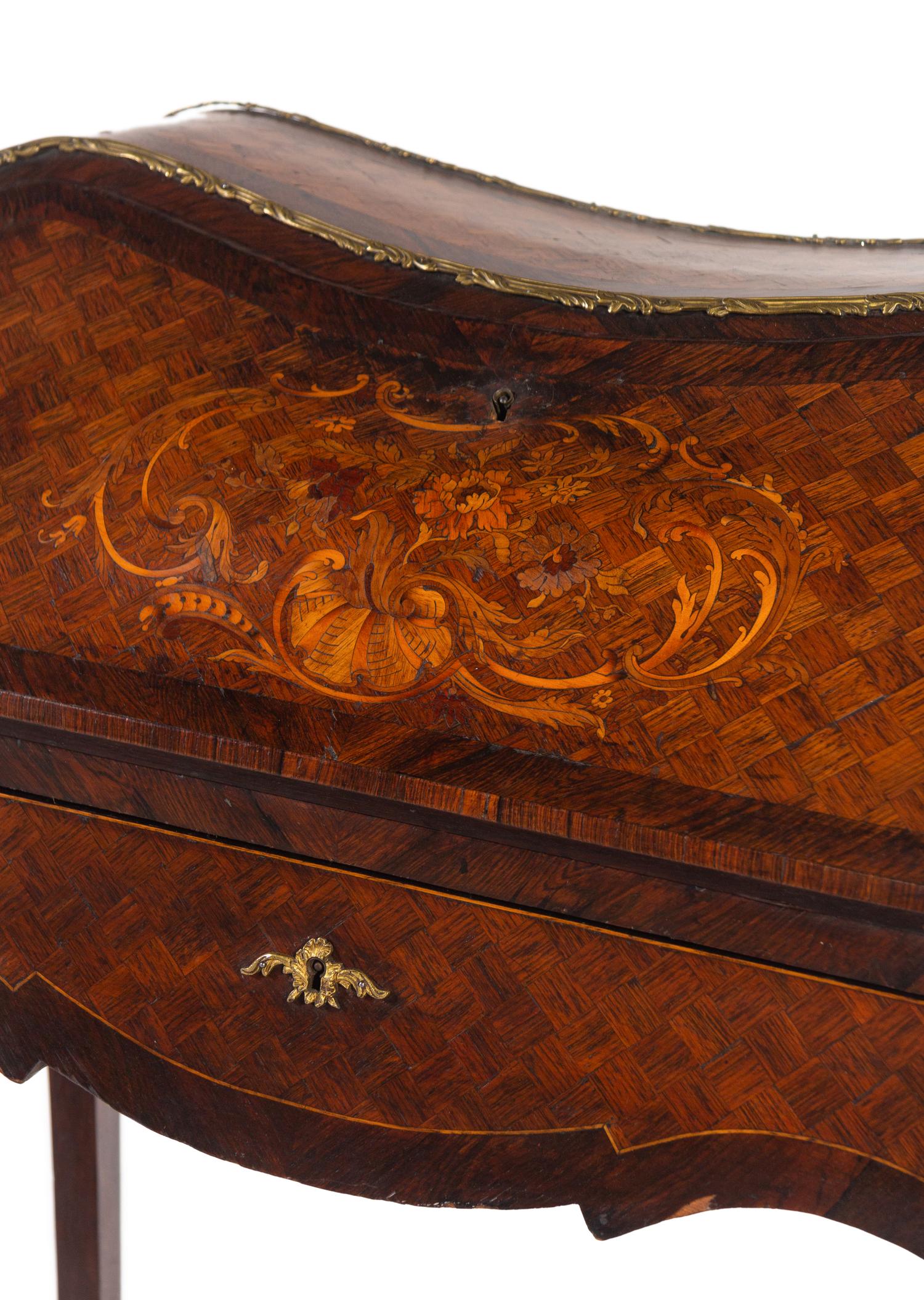 A Louis XV Style Marquetry Bureau En Pente