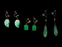 Three Pairs of Chinese Jadeite Earrings