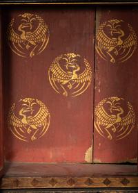 A Chinese Gilt and Red Lacquered Wood Shrine