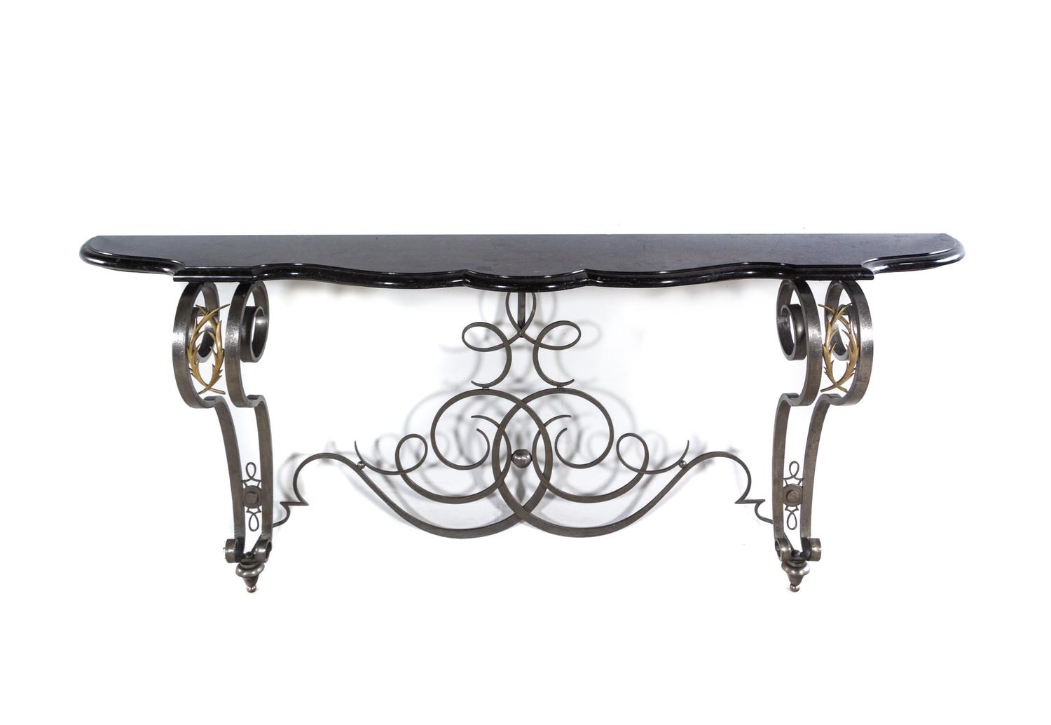 A French Steel and Marble Console Table